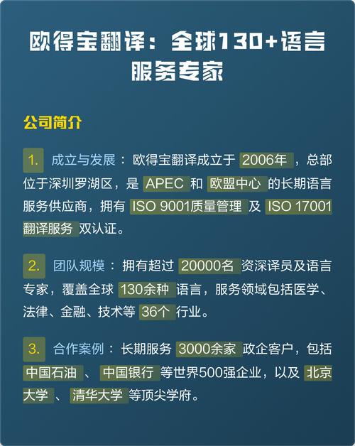 欧得宝翻译:全球130+语言服务专家